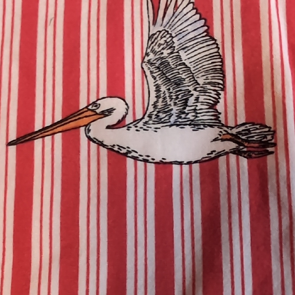 Mandee Red and White Striped Blouse with Bird Print Large - Picture 4 of 14